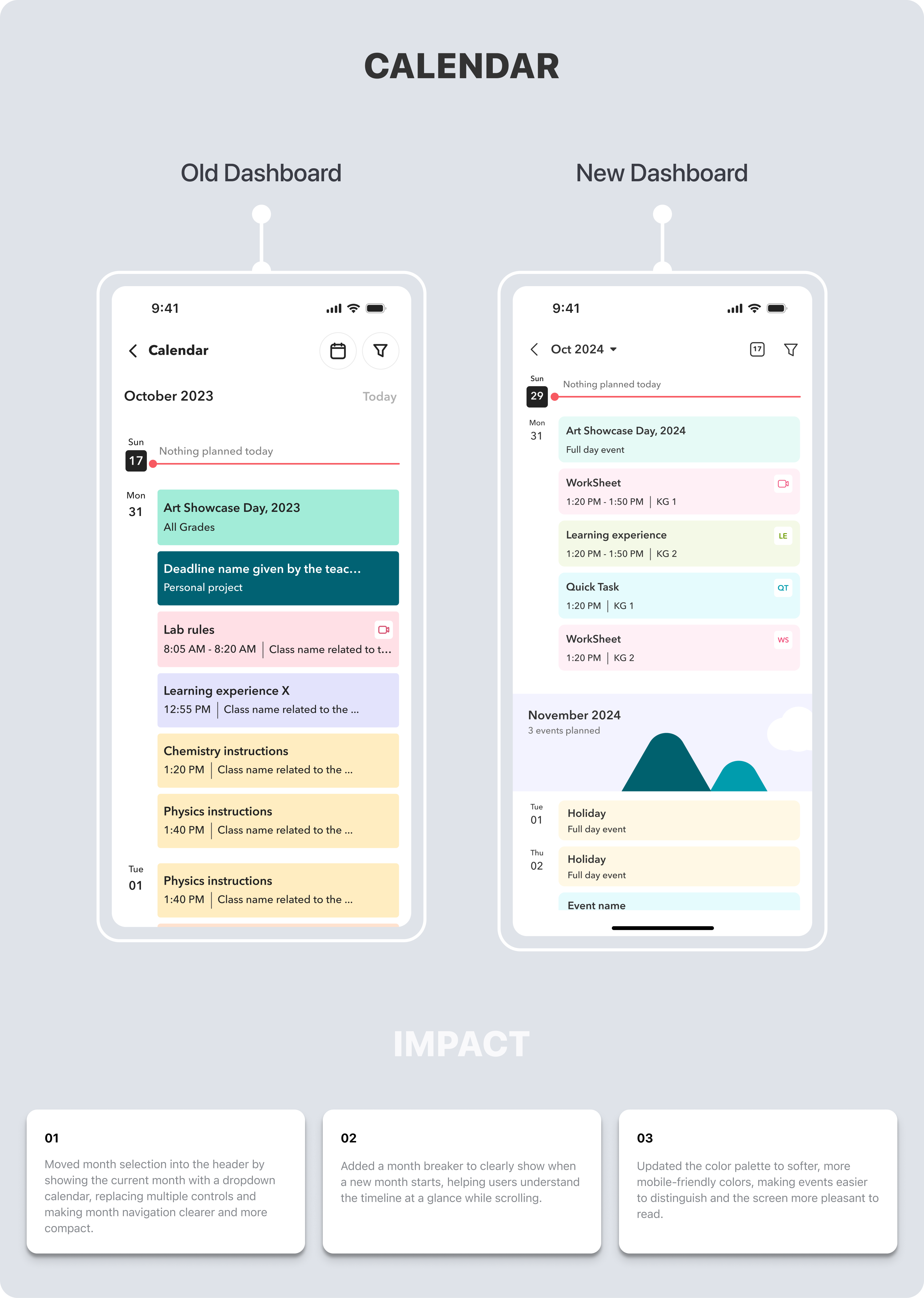 Calendar redesign